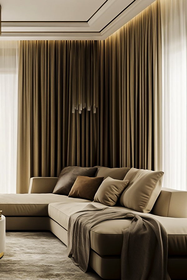 Rèm cửa và nội thất vải với màu sắc đa dạng góp phần định hình phong cách thiết kế và cảm xúc không gian sống