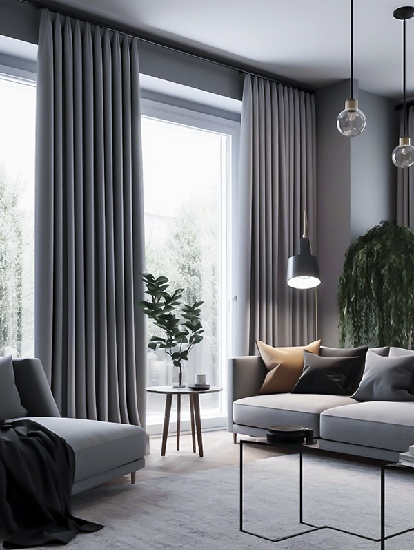 Rèm cửa và nội thất vải với màu sắc đa dạng góp phần định hình phong cách thiết kế và cảm xúc không gian sống