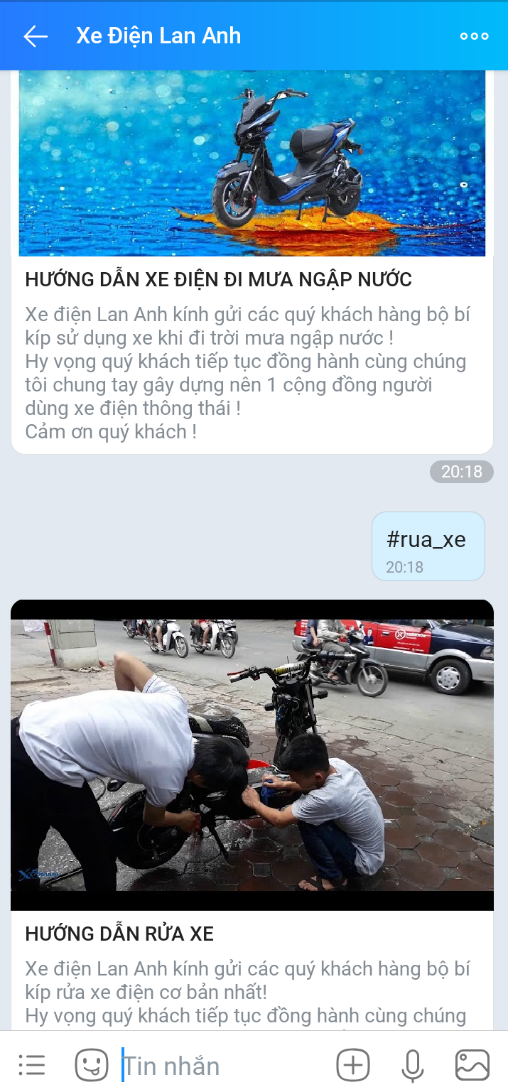 kênh chăm sóc khách hàng xe điện Lan Anh