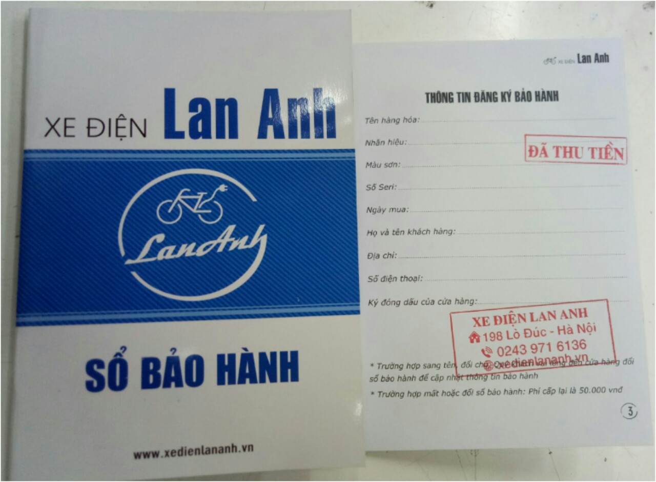 Sổ bảo hành ắc quy của Xe Điện Lan Anh
