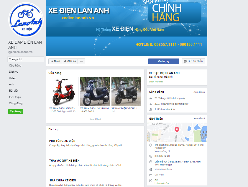 trang fanpage bán xe điện