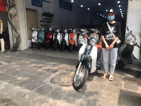 xe Cub 50cc màu xanh rêu- Xe điện Lan Anh