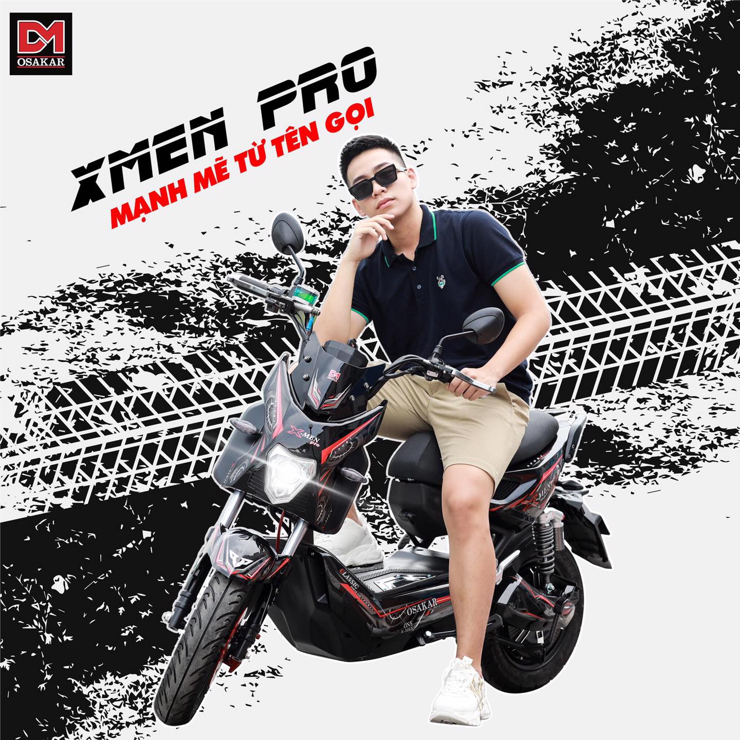 xe máy điện Xmen Pro đen đỏ