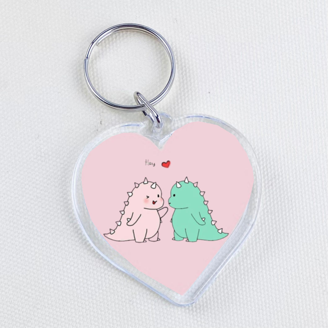 Phôi móc khóa mica MK042 trái tim, móc khoá mica không nội dung