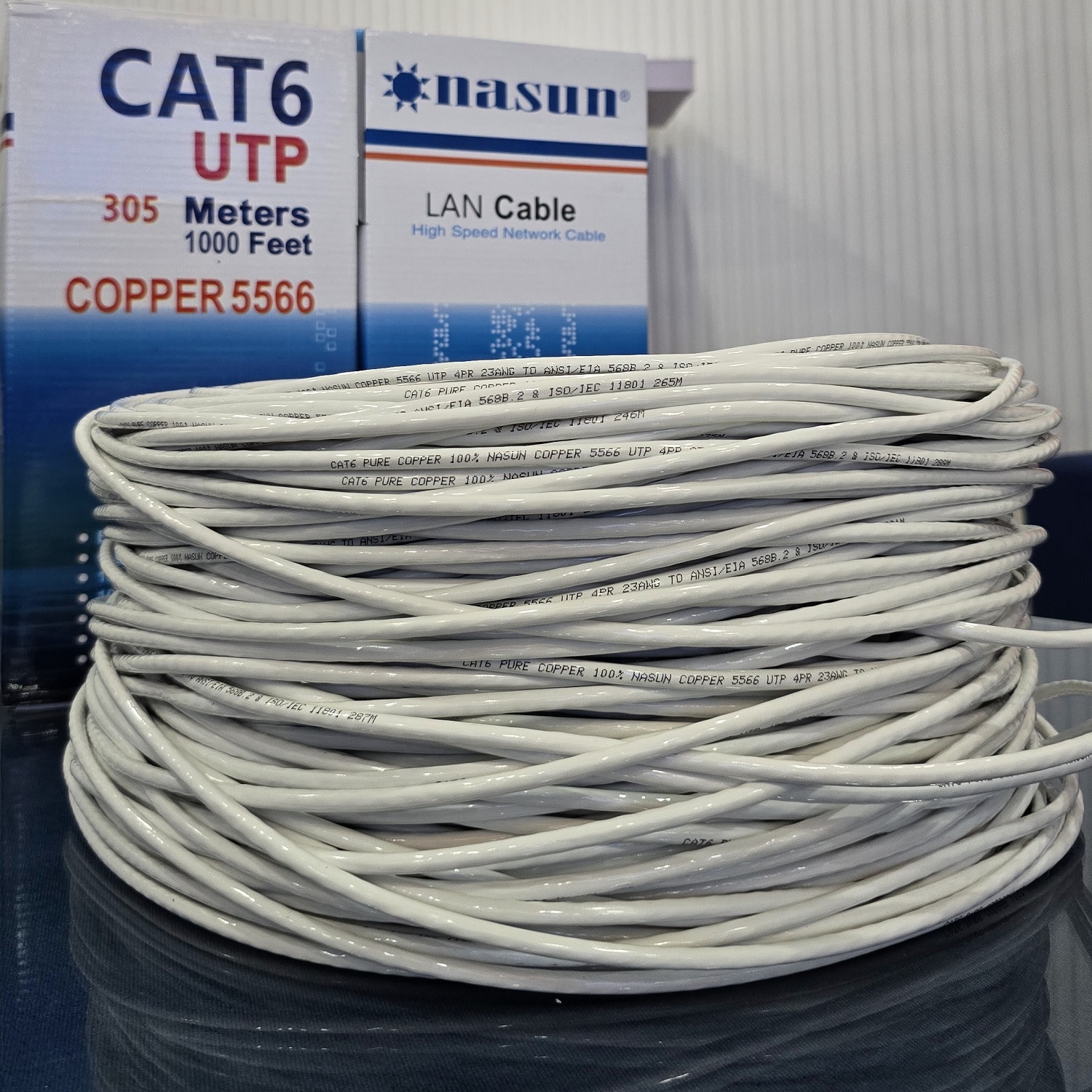Dây mạng Cat6 Nasun Copper 5566, lõi đồng nguyên chất 100%, Dây mạng giá tốt, cáp mạng đồng, bán sỉ cáp mạng, dây mạng cat6, dây mạng 8 lõi đồng