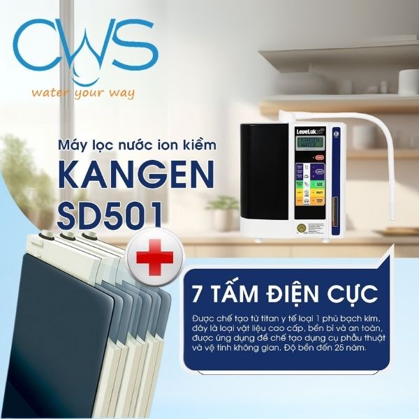 7 tấm điện cực trên máy điện giải Kangen Leveluk SD501