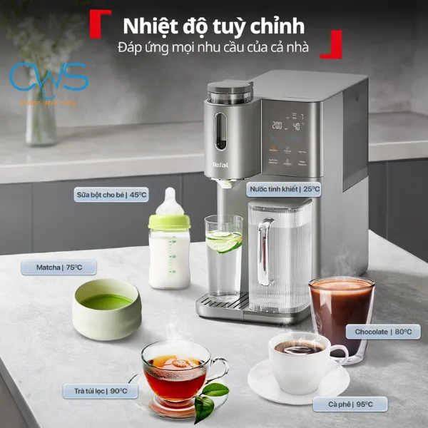 7 Mức Nhiệt Tùy Chỉnh Trên Máy Lọc Nước Tefal BR653BY0