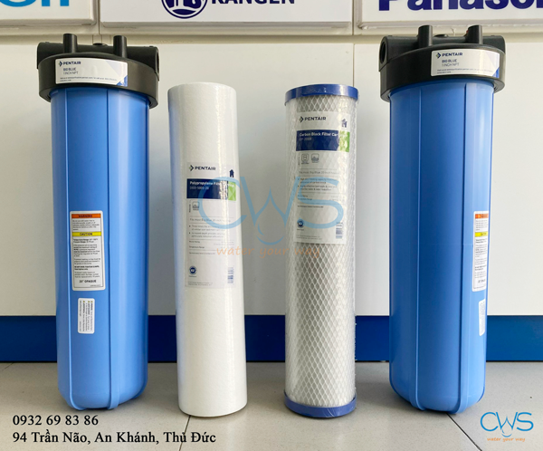 Bộ cốc lọc nước đầu nguồn Pentair Big Blue 2 cấp PP và Carbon 20 inch bo-coc-loc-nuoc-dau-nguon-pentair-big-blue-2-cap
