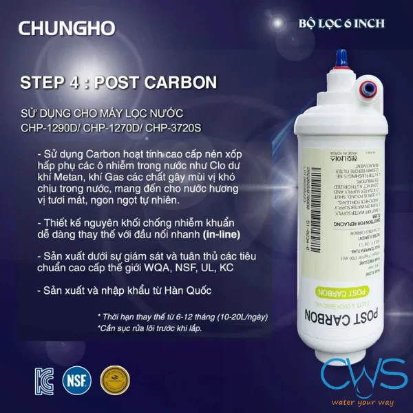 Chức Năng Lõi Lọc Post Carbon CHP-3720S