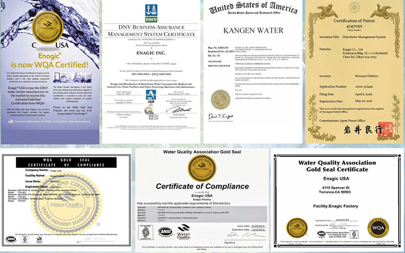 Những chứng chỉ về chất lượng sản phẩm dành cho Enagic