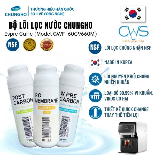 Chứng Nhận Chất Lượng Của Lõi Lọc Nước Chungho Espre Caffe