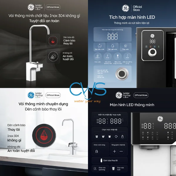 Đèn báo thay lõi lọc thông tin trên các model máy lọc nước GE