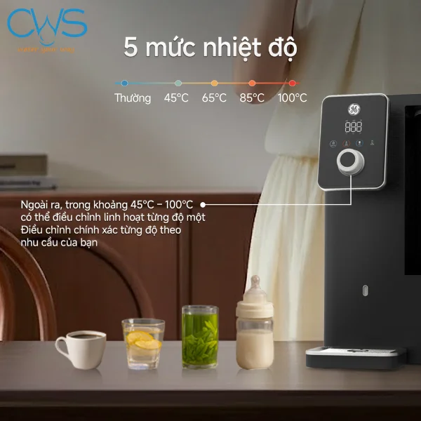 GE CTD50 cung cấp 5 mức nhiệt - 6 mức dung tích khác nhau