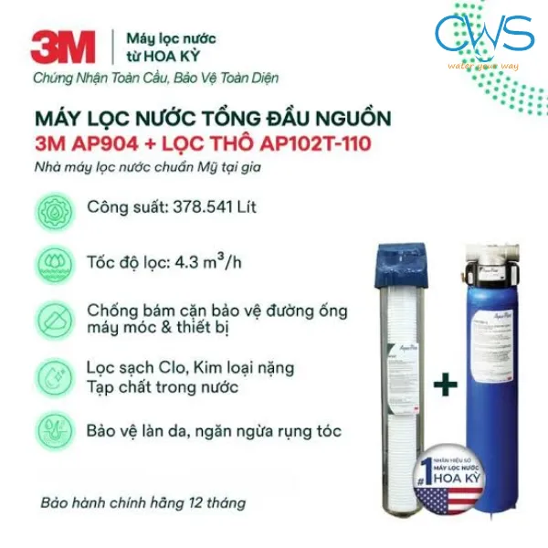 Hiệu Suất Vận Hành Của Lọc Tổng 3M Aqua-Pure AP904 Và Lọc Thô AP102T