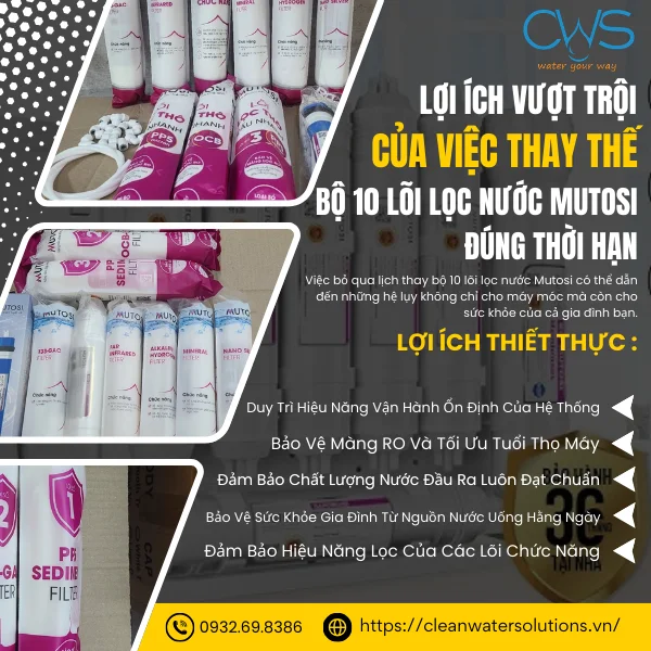Lợi Ích Vượt Trội Của Việc Thay Thế Bộ 10 Lõi Lọc Nước Mutosi Đúng Thời Hạn
