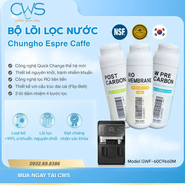 Lõi Lọc Nước Chungho Espre Caffe Chính Hãng – Giải Pháp Lọc RO Toàn Diện Cho Máy GWF-60C9660M