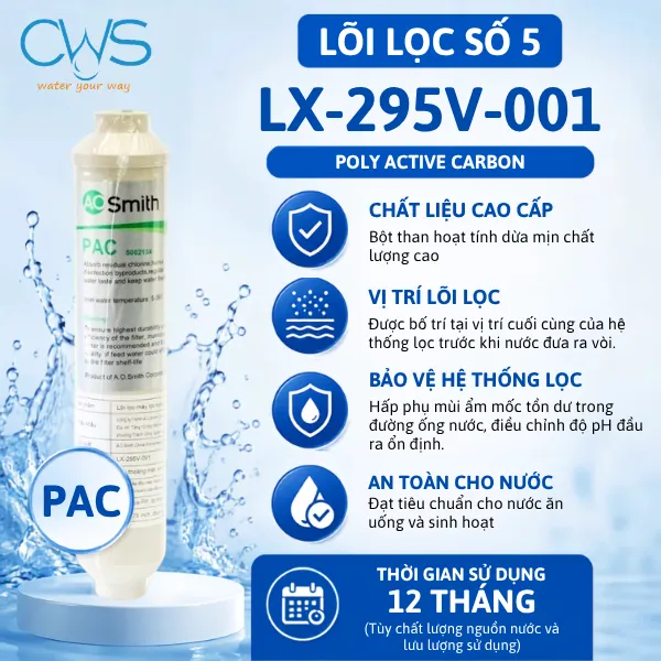 Lõi Lọc PAC (LX-295V-001) – Hoàn Thiện Chất Lượng Nước Uống