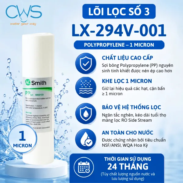 Lõi Lọc PP 1 Micron (LX-293V-001) – Tăng Khả Năng Lọc Tinh