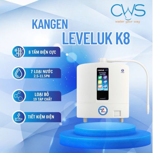 Máy lọc nước điện giải ion kiềm Kangen LeveLuk K8 8 tấm điện cực bổ sung nhiều khoáng chất cho cơ thể