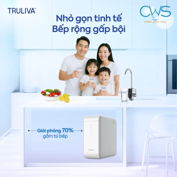 Máy lọc nước Truliva UR5840 sở hữu thiết kế nhỏ gọn, tối ưu diện tích