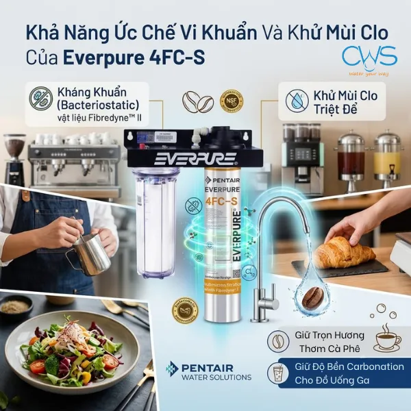 Máy Lọc Nước Pentair Everpure 4FC-S Hỗ Trợ Duy Trì Hương Vị Ổn Định Cho Cà Phê, Trà Và Đồ Uống