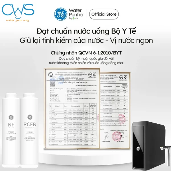 Nước sau lọc của lõi lọc nước GE USH10 đạt Quy chuẩn Quốc gia QCVN 6-1:2010/BYT