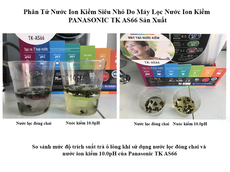 So sánh lượng trà xanh được chiết xuất khi sử dụng nước ion kiềm từ Máy Panasonic TK-AS66 phan-tu-nuoc-ion-kiem-sieu-nho-tu-may-loc-nuoc-tao-ion-kiem-panasonic-tkas66