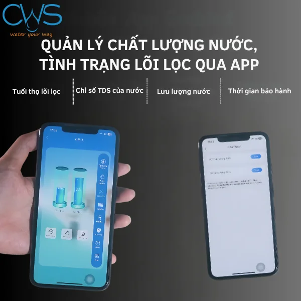 Theo dõi tuổi thọ lõi qua app GWT GE