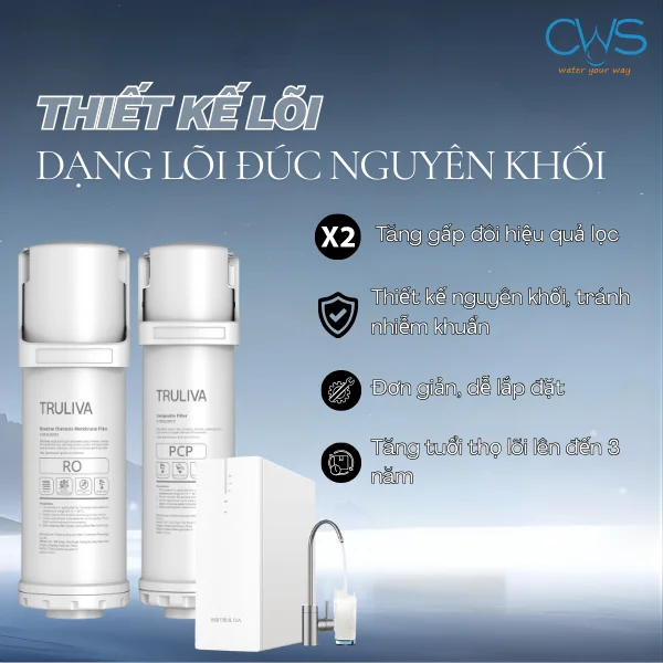 Thiết kế đúc nguyên khối của lõi lọc nước Truliva UR3626