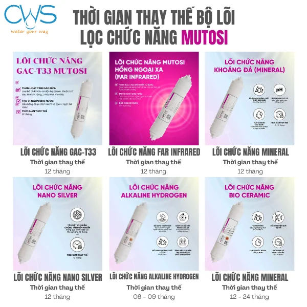 Thời Gian Thay Thế Bộ Lõi Lọc Chức Năng Mutosi