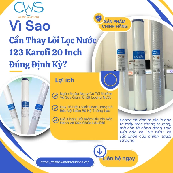 Vì Sao Cần Thay Lõi Lọc Nước 123 Karofi 20 Inch Đúng Định Kỳ
