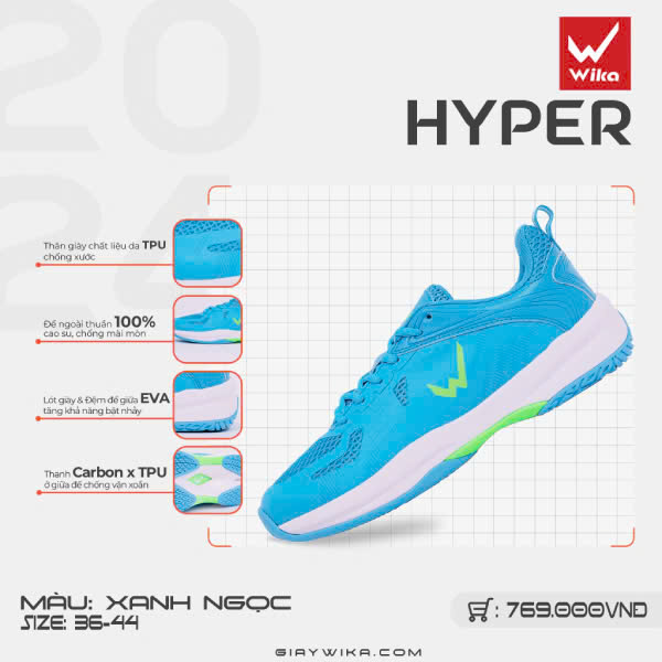 giay-pickleball-wika-hyper-nam-nu-chinh-hang-mau-xanh-ngoc