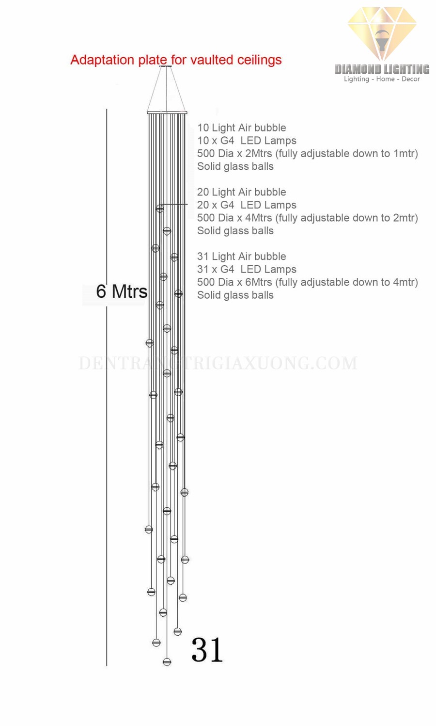 Đèn thả bi thông tầng hiện đại 850 rất phù hợp để làm đèn thông tầng, đèn trang trí, trang trí phòng khách, trang trí bàn ăn và trang trí phòng ngủ cho ngôi nhà của bạn !