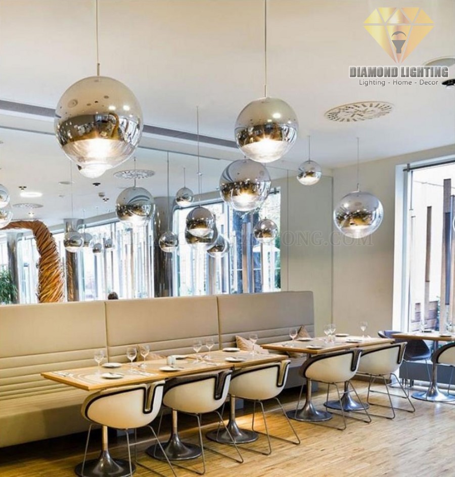 Đèn thả quả cầu vàng 1/2 kín đấy DTCF210