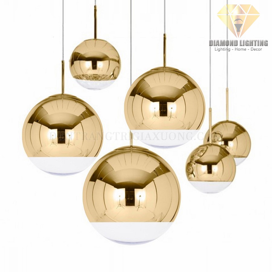 Đèn thả quả cầu vàng 1/2 kín đấy DTCF210