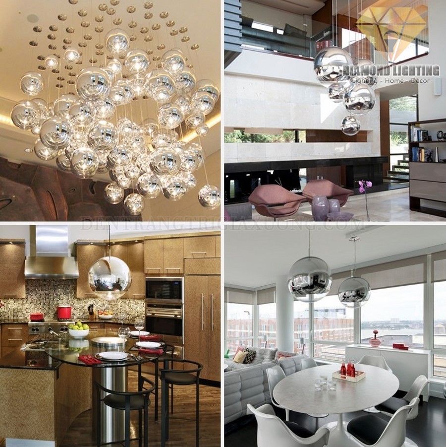 Đèn thả quả cầu vàng 1/2 kín đấy DTCF210