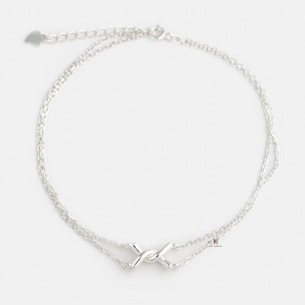 Lắc chân bạc - Ank Double Line Knit Knot