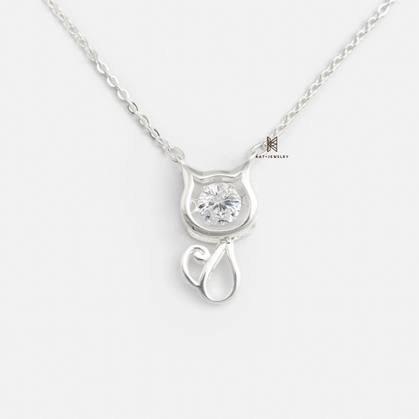 Mẫu dây chuyền N CAT SHAKING GEM HEAD với họa tiết ngộ nghĩnh