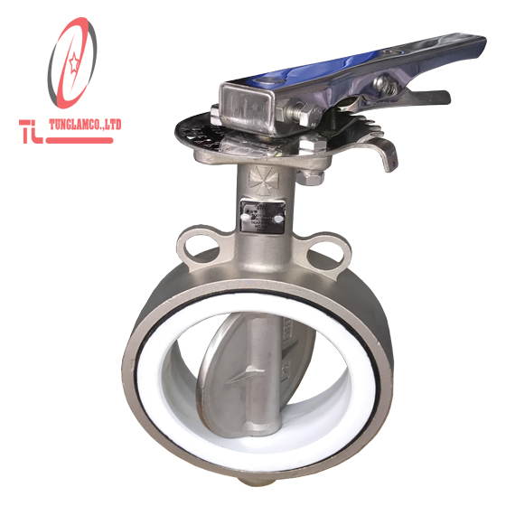van bướm inox tay gạt ron teflon