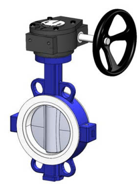 Butterfly valve TECFLON ductile iron body with gear box – between flanges PN10/16 -VP4449A-08PTFE
