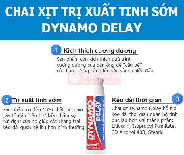 Thuốc xịt trị xuất tinh sớm DYNAMO USA  