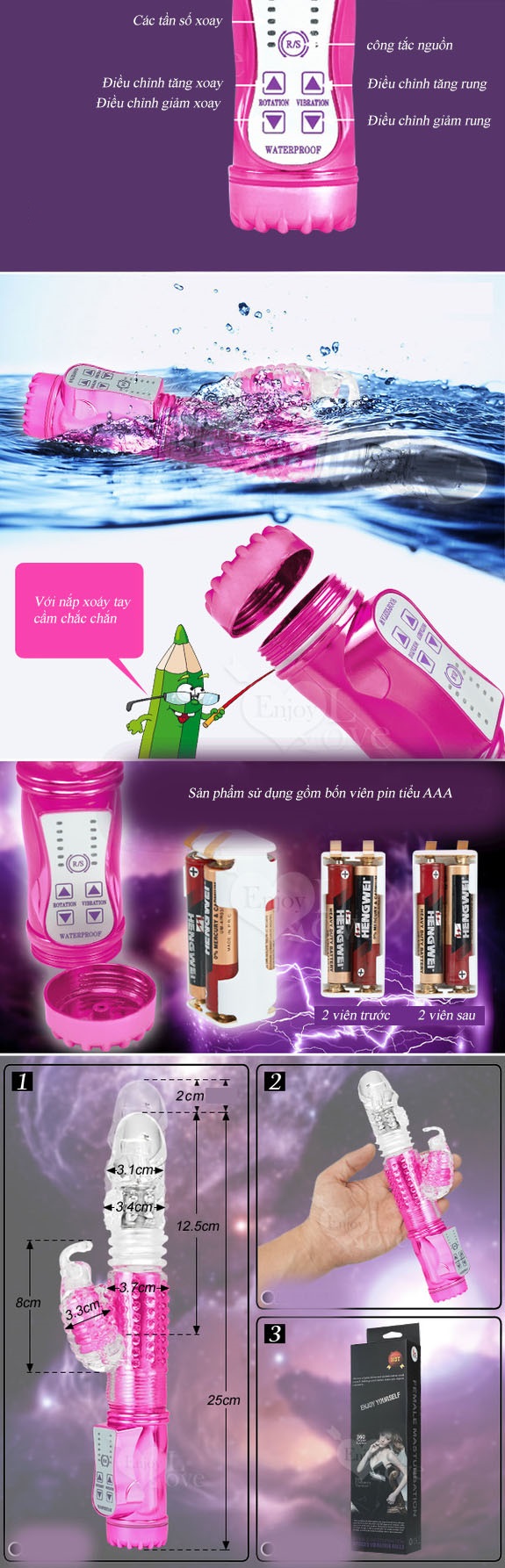 dương vật giả đa năng rung ngoáy thụt