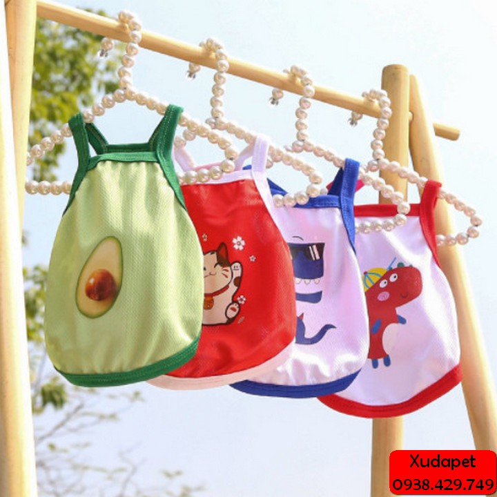 ÁO 2 DÂY VIỀN MÀU HỌA TIẾT ĐÁNG YÊU CHO CHÓ MÈO (GIAO MÀU NGẪU NHIÊN)