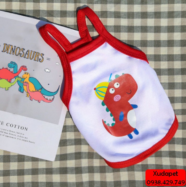 ÁO 2 DÂY VIỀN MÀU HỌA TIẾT ĐÁNG YÊU CHO CHÓ MÈO (GIAO MÀU NGẪU NHIÊN)