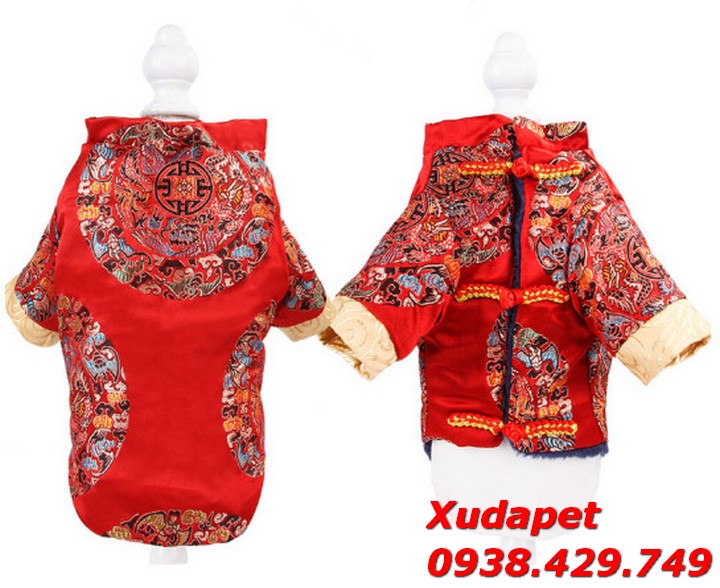 Áo Tết Cho Chó Mèo Vải Gấm Lụa Cao Cấp