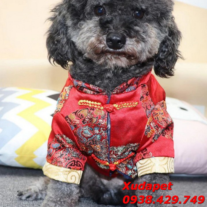 Áo Tết Cho Chó Mèo Vải Gấm Lụa Cao Cấp
