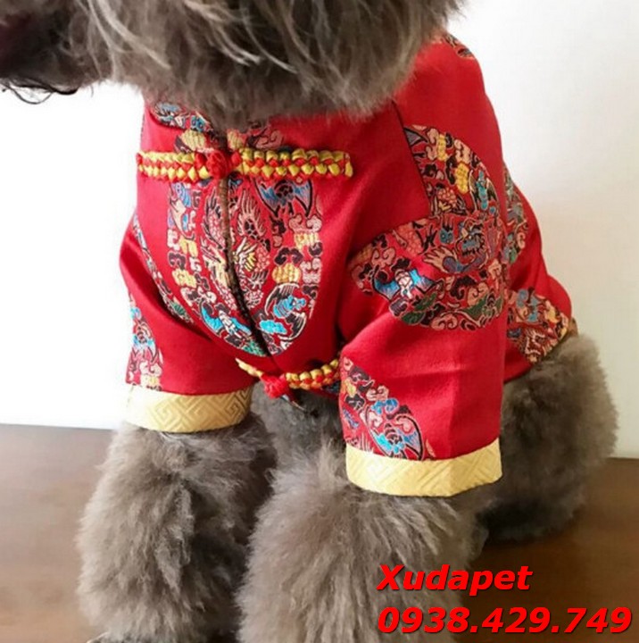 Áo Tết Cho Chó Mèo Vải Gấm Lụa Cao Cấp