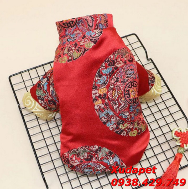 Áo Tết Cho Chó Mèo Vải Gấm Lụa Cao Cấp