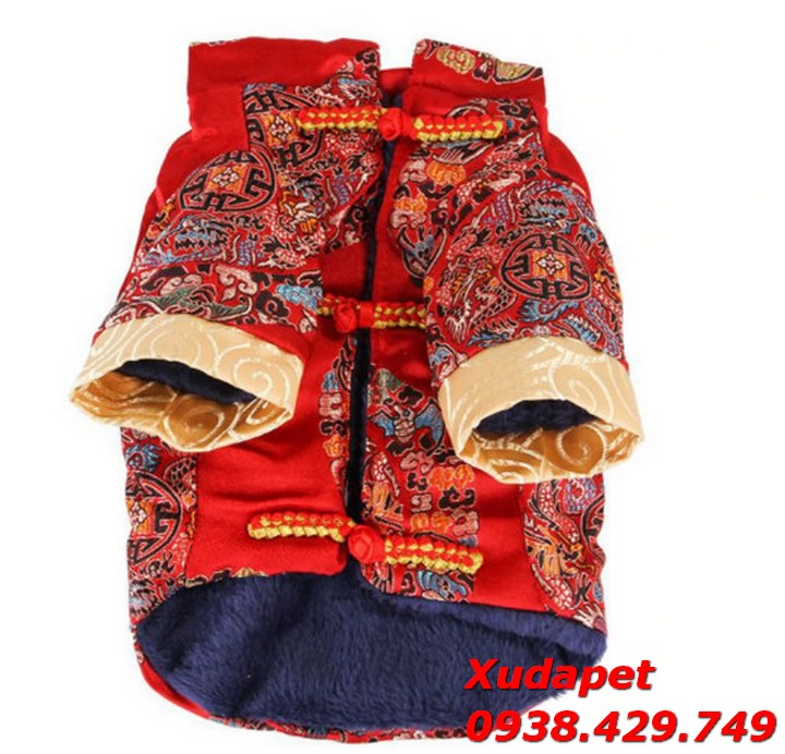 Áo Tết Cho Chó Mèo Vải Gấm Lụa Cao Cấp