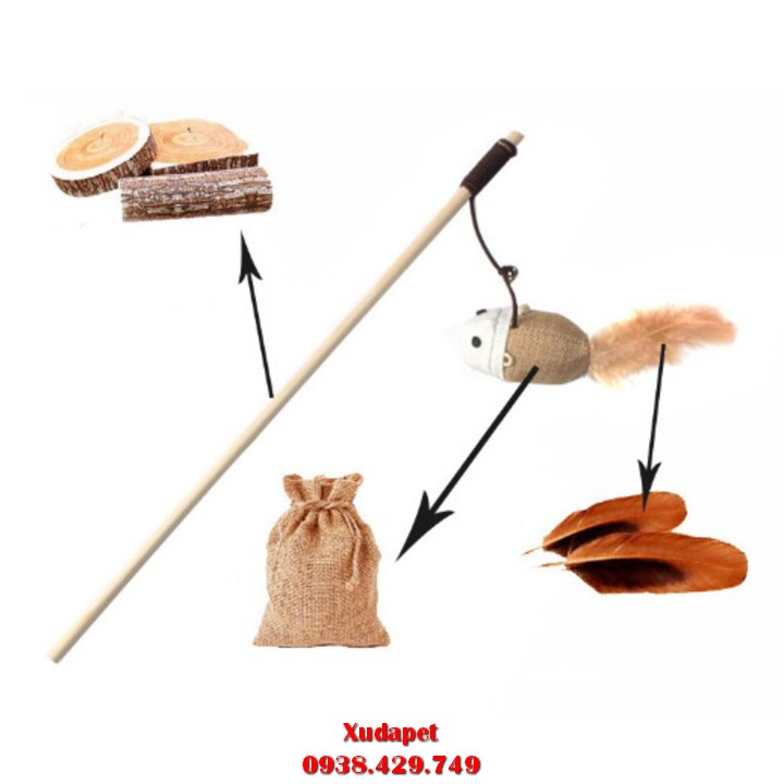 Cây Cần Câu Mèo Bằng Gỗ (GIAO MẪU NGẪU NHIÊN)